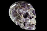 Realistic, Carved Chevron Amethyst Skull #116355-1